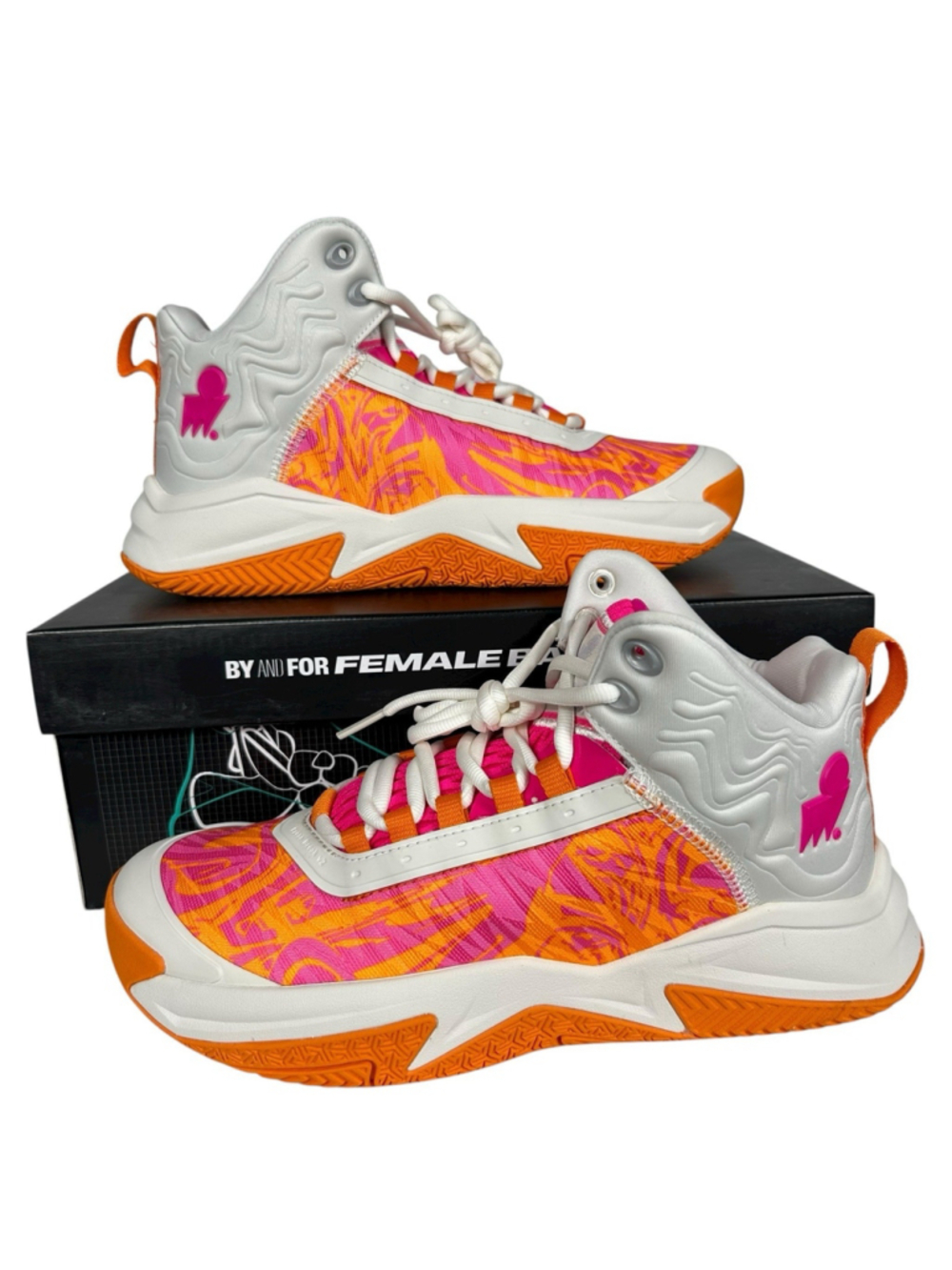 Moolah Press Break V2 Basketball Shoes Orange Pink Comfort Sneakers Youth 6